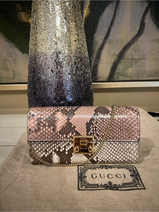 Gucci Handbags - Authentic Gucci Padlock Python Wallet on Chain (WOC)